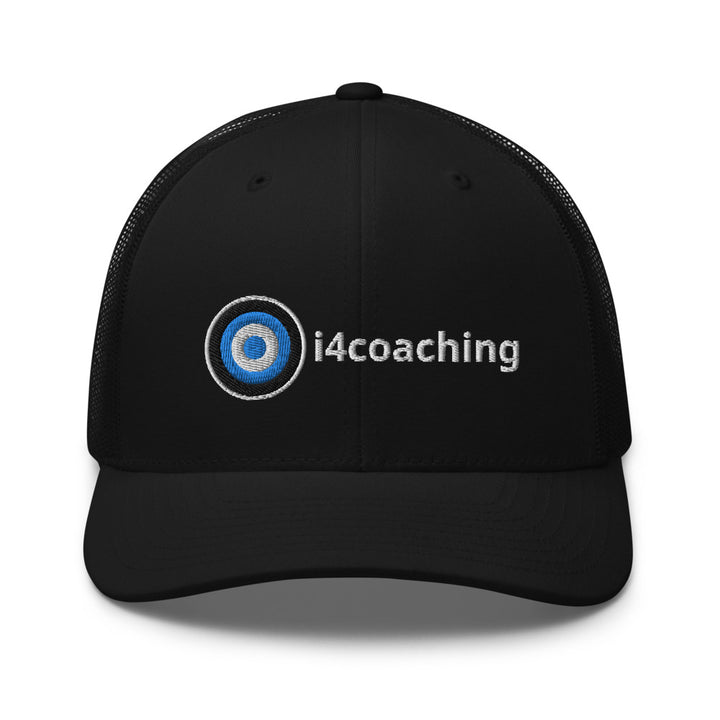 i4 coaching printed black trucker hat for men and women